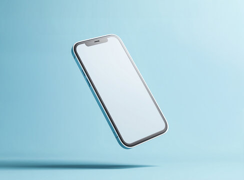 3d render of an iphone mockup, floating in the air, blank screen