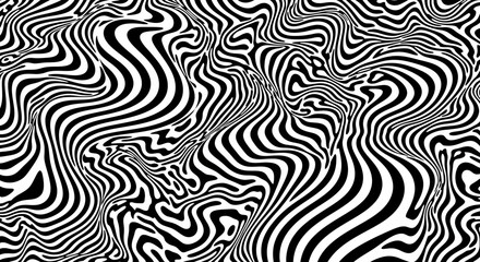 Abstract black and white wavy lines pattern viewed from directly above, creating a dynamic graphic illustration © Avra