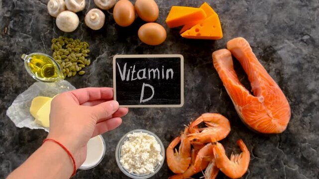Foods containing vitamin D and omega 3. Selective focus. Food.