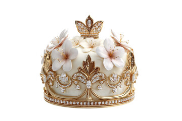 Naklejka premium Royal crown-inspired cake decoration isolated on transparent background