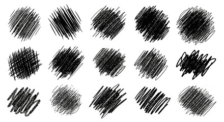 Collection of black brush stroke textures on white background, various strokes, different intensities, graphic elements, visual effects © Avra