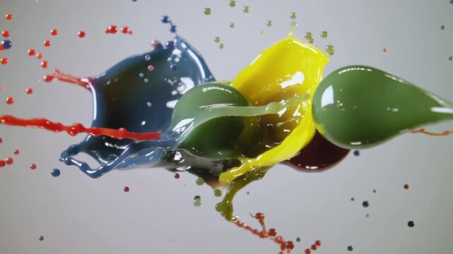Ultra Slow Motion Colorful Paint Collision Explosion on White Background