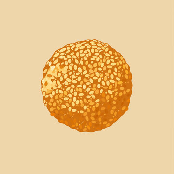 banh ran sesame ball vector illustration no.2