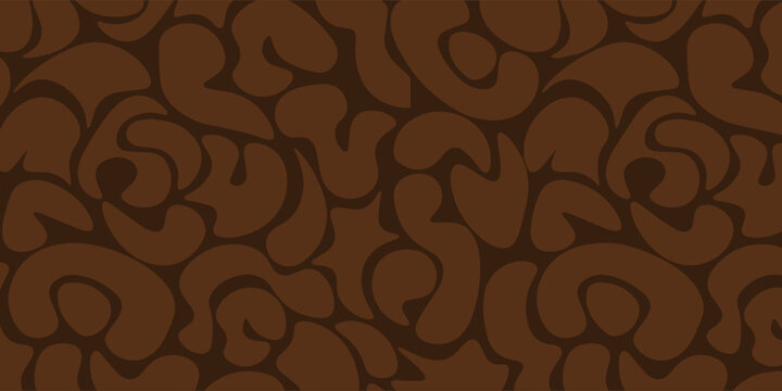 Abstract brown and dark brown curved shapes pattern.