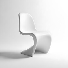 Modern White S-Shaped Chair on a White Background.