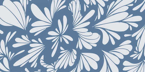 Elegant Abstract Floral Pattern in Serene Blue and White Hues. © AsyfaNur