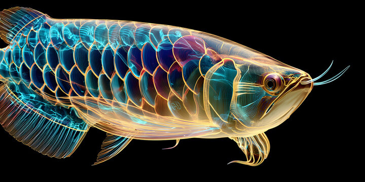 Holographic style close-up of Arowana