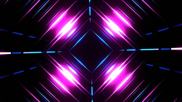 3D animation endless flight through futuristic neon corridor. Seamless hyperspace tunnel loop  VR experiences, sci-fi films, tech presentations, gaming backgrounds, music festival visuals. 4K