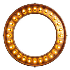 Obraz premium Round lamp frame with light bulb isolated on transparent background