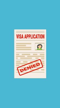 Denied visa application form. Denied application visa. Denied immigration visa
