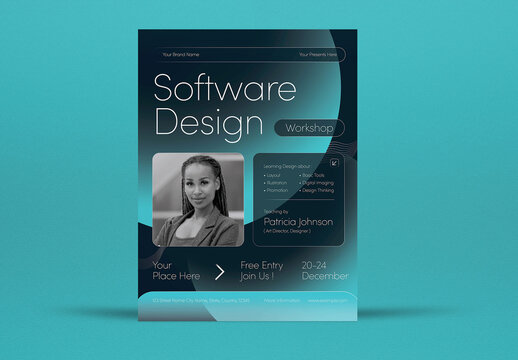 Blue Gradient Software Workshop Flyer Set