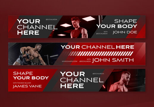 Black And Red Geometric Gym Social Media Cover