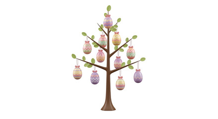 Obraz premium Easter egg tree isolated on transparent background