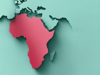 Fototapeta premium Artistic abstract paper cut design highlighting the African continent with soft colors emphasizing geographical boundaries and creative interpretations of shape