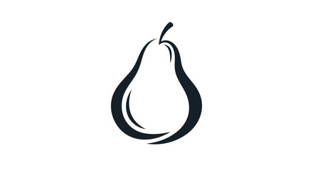 Simple black and white illustration of a pear fruit.