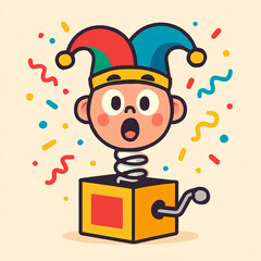 Funny April Fools Day Pop-Up Box Cartoon Face Illustration