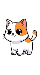 Fototapeta premium Adorable Cartoon Kitten with Big Eyes and Orange Patches.