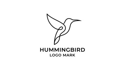 Obraz premium Minimalist Line Art Hummingbird Logo - Elegant Bird Emblem for Branding