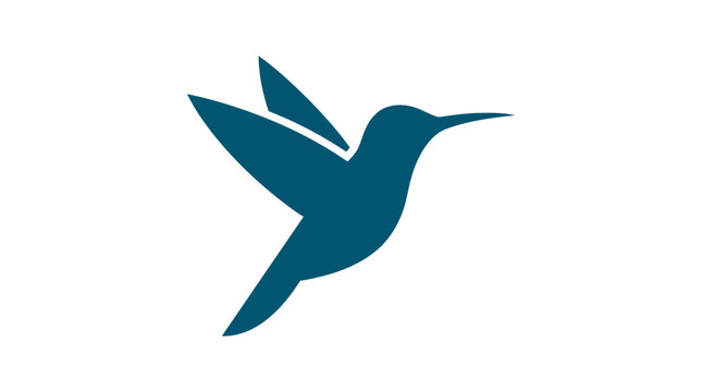 Solid color hummingbird icon flying gracefully, a minimalist vector graphic symbolizing speed, agility, and natural elegance. Ideal for modern digital design