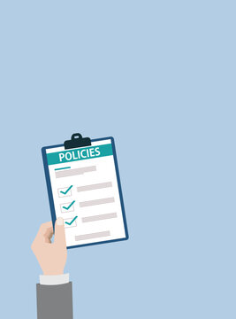 Policies document. Policies regulation concept list document	