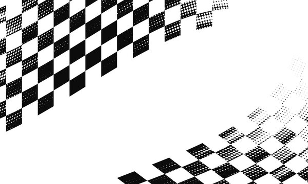 Race flag grunge background, car rally or motocross finish flag with vector checker pattern. Grunge race flag for car racing sport or bike speedway, motorsport