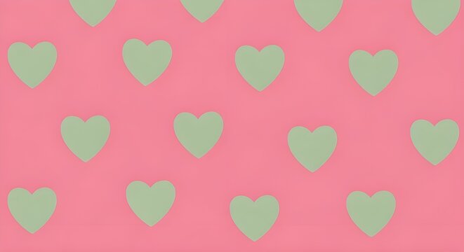 Romantic seamless vector pattern with green hearts symbols for a Valentine's Day holiday wallpaper design or wedding card decoration illustration