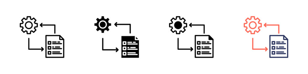 Fototapeta premium work procedures icon set multiple style collection