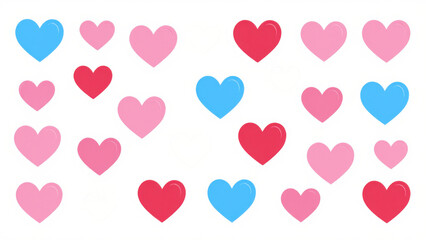 Colorful Heart Icon Set Arranged In Neat Grid Pattern For Design And Social Media Use