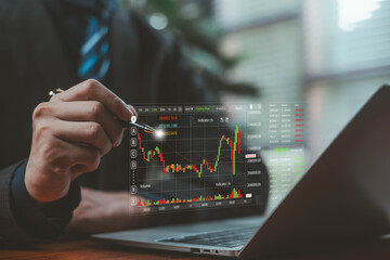 financial economy, and investment. growth business concept. graph chart stock market economic, plan strategy company increase profit to success global. digital technology trend, marketing grows