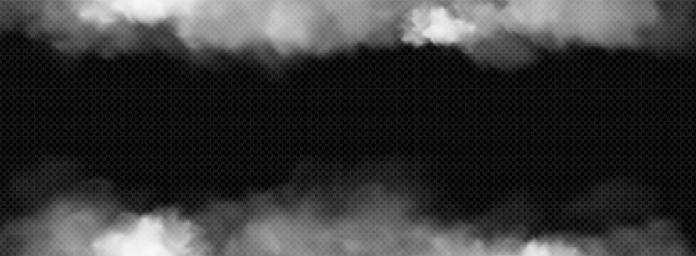 Black smoke cloud border overlay with transparent background