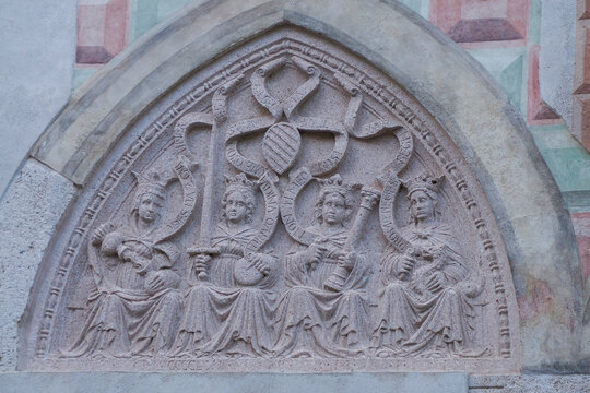 old bas relief detail in finalborgo medieval village in liguria italy
