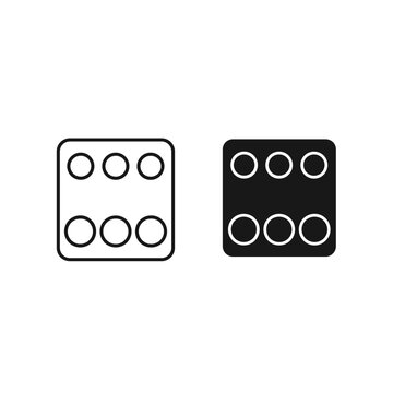 A black and white drawing of two dices Vector