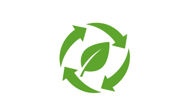 Green Leaf Recycling Symbol Icon Logo.