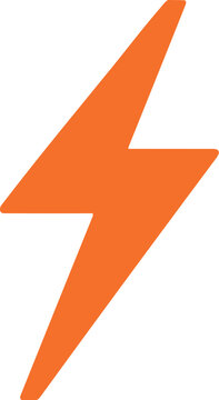 Solid Orange Lightning Bolt Flash Strike Symbol in a Simple Flat Graphic Vector
