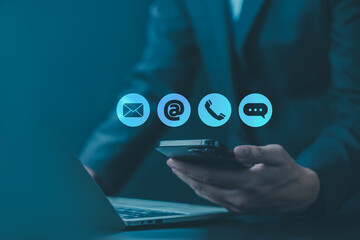 Contact customer support, show icon ( address, phone, email, mobile, call ). help from mail websites, digital technology of business contact service. Contact us concept