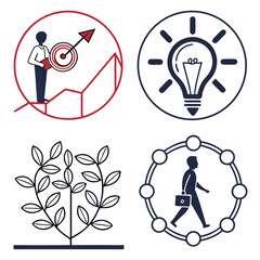 Fototapeta premium Illustrations of personal growth, time management, and physical activity Vector
