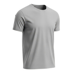 Minimalist grey t-shirt front view isolated on transparent background