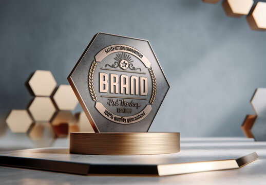 Trophy With Engraved Logo Mockup