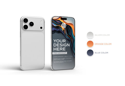 Two Smartphone Mockup Isolated on Transparent Background &ndash; Editable Mobile Phone Devices