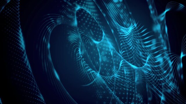 Blue Cyber Particle Wave Mesh Loop