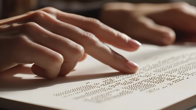 Hand reading braille text