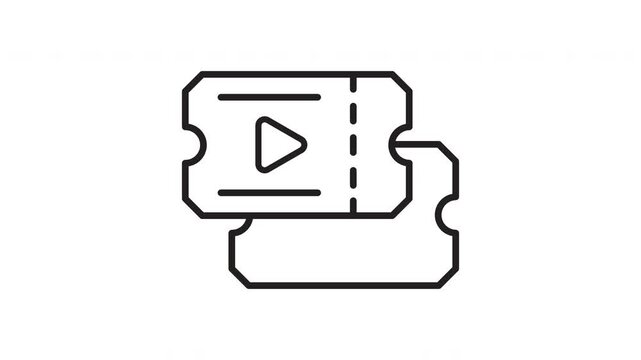 Animated Movie Ticket Outline Icon