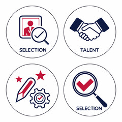 Fototapeta premium Icons representing selection, talent, recognition, and inspection processes Vector