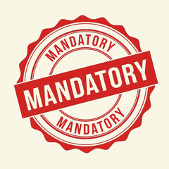 Obraz premium Red Circular Mandatory Stamp Icon on White Background
