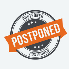 Fototapeta premium Postponed Stamp Badge – Event Delay Notice Ribbon Label