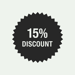 15 Percent Discount Badge &ndash; Sale Offer Promotional Label Design