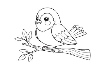 Fototapeta premium Cute Parrot Coloring Page Vector for Kids and Adults, Parrot Coloring page vector illustration