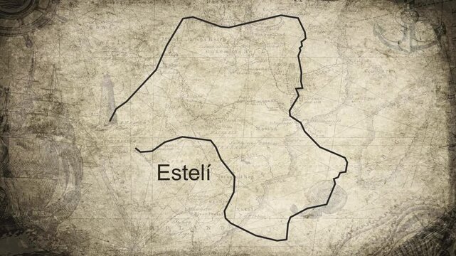 Esteli Nicaragua map drawn on a cartography background sheet of paper