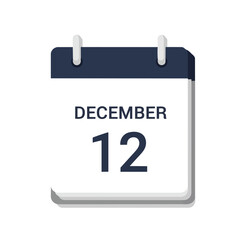 Modern calendar icon showing December 12th, indicating a specific date, deadline, or appointment for scheduling and planning purposes. This graphic