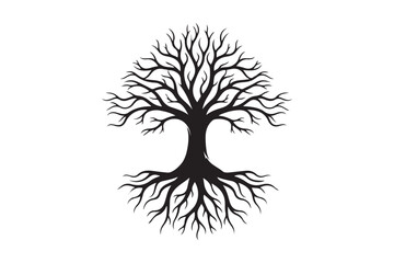 Tree roots silhouette vector  illustration